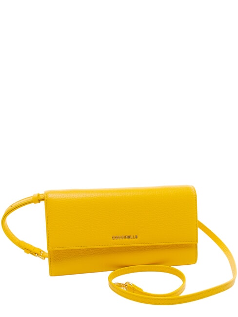 METALLIC SOFT Leather clutch bag with shoulder strap sunny - Women&rsquo;s Bags