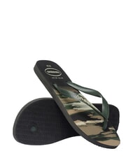 HAVAIANAS flip flops TOP CAMU black/green olive - Unisex shoes - 4