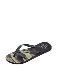 HAVAIANAS flip flops TOP CAMU black/green olive - Unisex shoes - 6