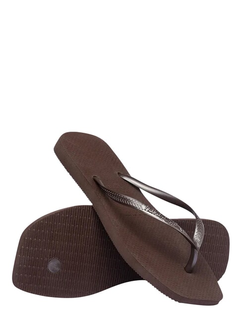 SLIM SQUARE Square Toe Flip Flops darkbro - Women&rsquo;s shoes