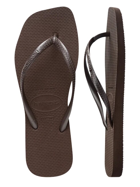 SLIM SQUARE Square Toe Flip Flops darkbro - Women&rsquo;s shoes