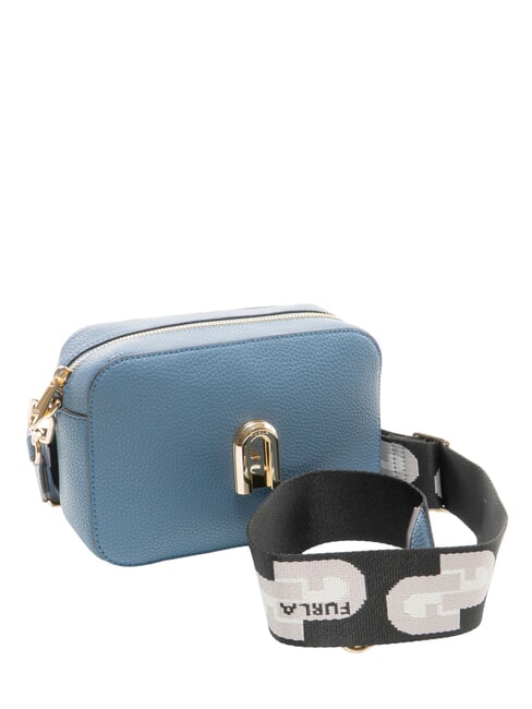 GARDENIA Camera case bag in keria print leather denim + ice tones - Women&rsquo;s Bags