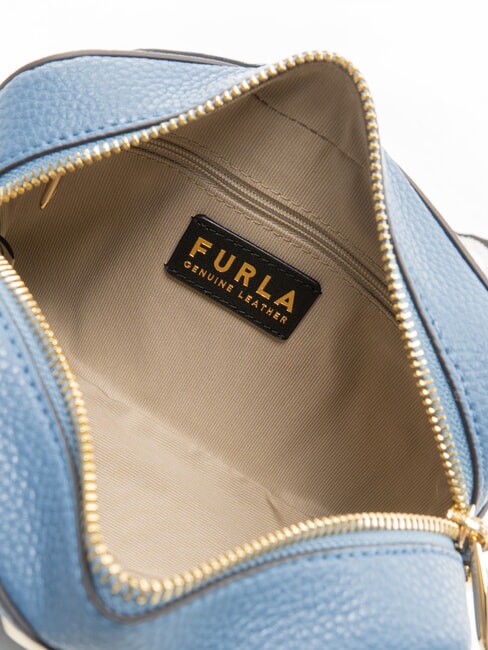GARDENIA Camera case bag in keria print leather denim + ice tones - Women&rsquo;s Bags