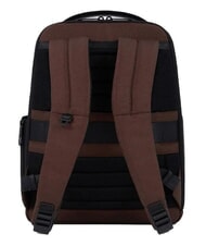 PIQUADRO WOLLEM Leather and fabric backpack, 14" laptop holder BROWN - Laptop backpacks - 3