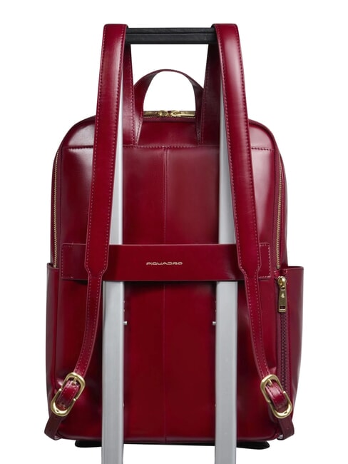 BLUE SQUARE  14" laptop backpack, in leather RED - Laptop backpacks