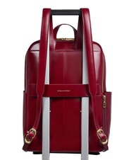 PIQUADRO BLUE SQUARE  14" laptop backpack, in leather RED - Laptop backpacks - 4