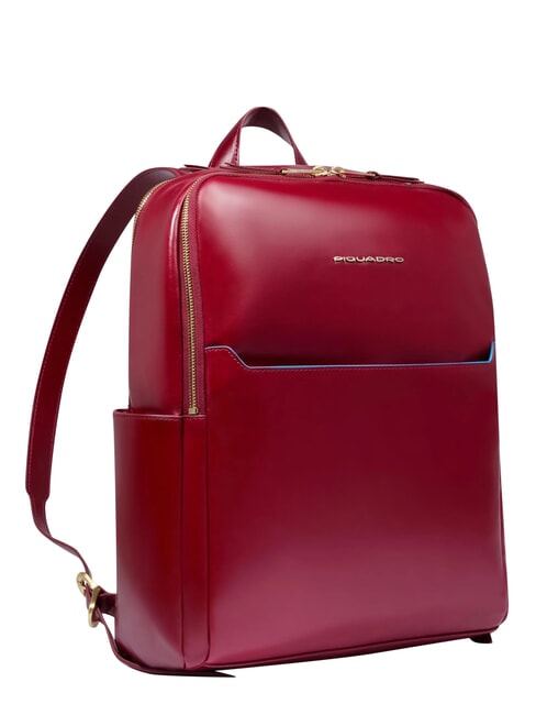 BLUE SQUARE  14" laptop backpack, in leather RED - Laptop backpacks