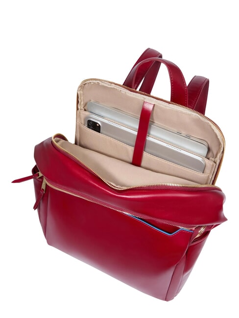 BLUE SQUARE  14" laptop backpack, in leather RED - Laptop backpacks