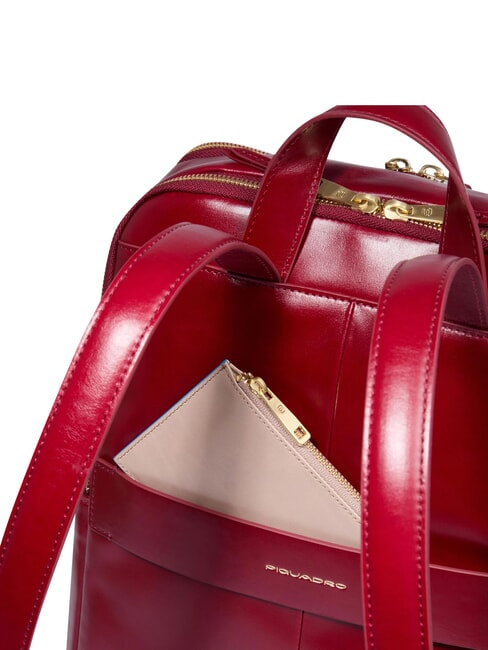BLUE SQUARE  14" laptop backpack, in leather RED - Laptop backpacks