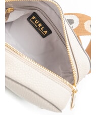 FURLA GARDENIA Camera case bag in keria print leather pearl and cognac tones - Women&rsquo;s Bags - 6