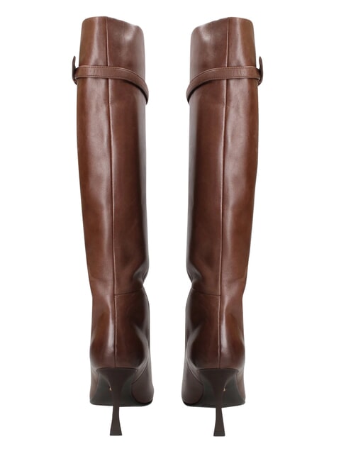 ME25 High boot, 9cm heel, in leather dark brown - Women&rsquo;s shoes