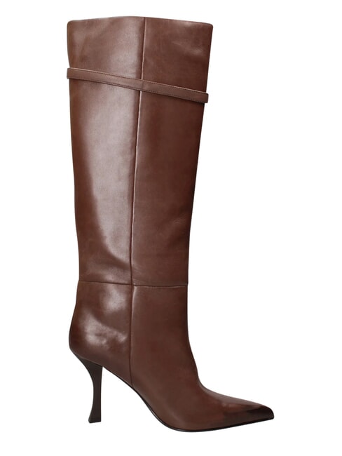 ME25 High boot, 9cm heel, in leather dark brown - Women&rsquo;s shoes