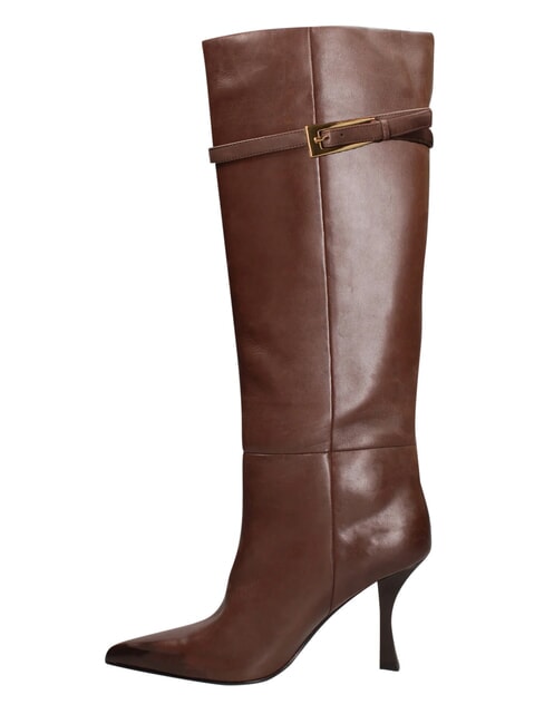 ME25 High boot, 9cm heel, in leather dark brown - Women&rsquo;s shoes
