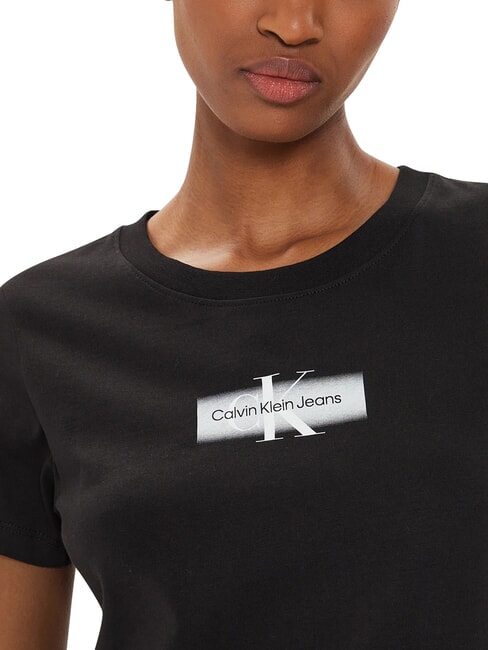 FADED MONOLOGO SLIM Short-sleeved T-shirt black - T-shirt