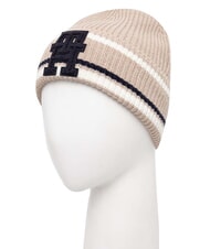 TOMMY HILFIGER MONOGRAM Wool and cashmere blend hat beige - Hats - 2