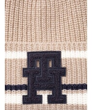 TOMMY HILFIGER MONOGRAM Wool and cashmere blend hat beige - Hats - 3