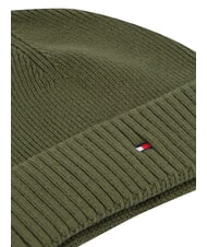 TOMMY HILFIGER TH FLAG Cotton beanie hat with cuff green - Hats - 3