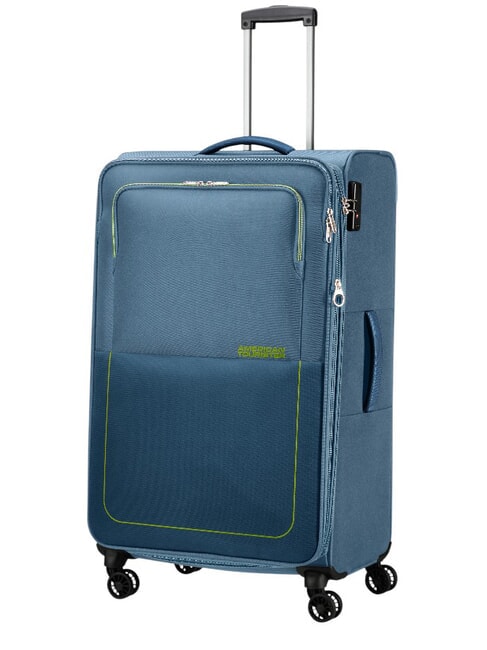 AIR WAVE Large Trolley coronet blue/lime - Semi-rigid Trolley Cases