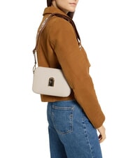 FURLA GARDENIA Camera case bag in keria print leather pearl and cognac tones - Women&rsquo;s Bags - 2