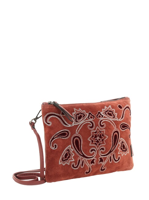BEYONCE Clutch bag with shoulder strap, in leather terracotta - Women&rsquo;s Bags