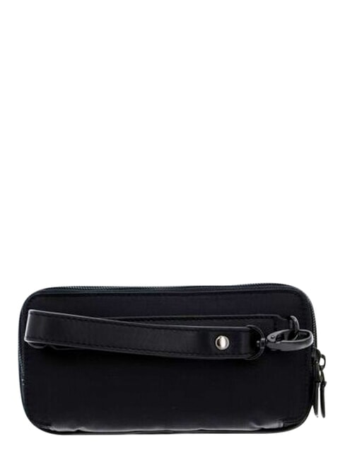 P16 Three-zipper pencil case, mixed leather CHEVRON / BLACK - Sachets & Travels Cases