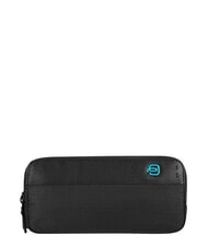 PIQUADRO P16 Three-zipper pencil case, mixed leather CHEVRON / BLACK - Sachets & Travels Cases - 3