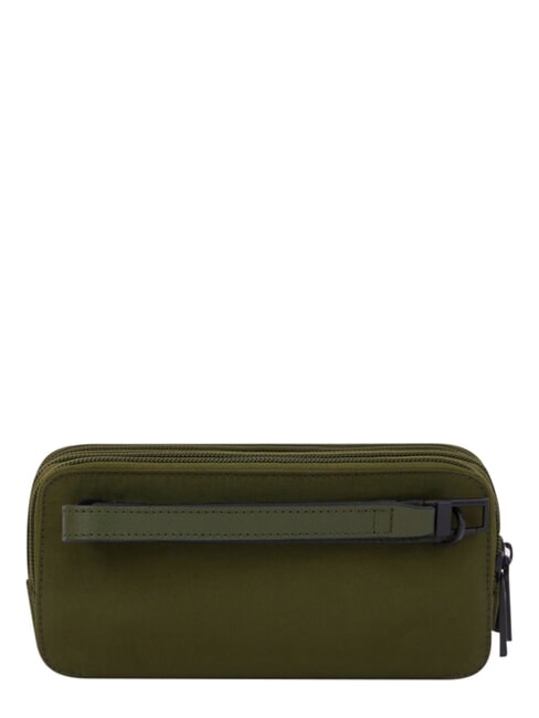 P16PLUS SPECIAL Three-compartment pencil case, mixed leather GREEN - Sachets & Travels Cases