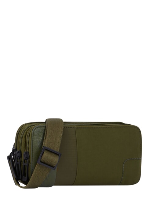 P16PLUS SPECIAL Three-compartment pencil case, mixed leather GREEN - Sachets & Travels Cases