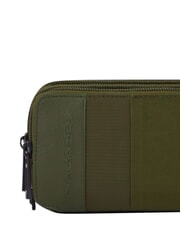 PIQUADRO P16PLUS SPECIAL Three-compartment pencil case, mixed leather GREEN - Sachets & Travels Cases - 4
