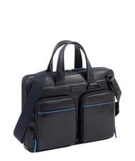 PIQUADRO B2 REVAMP 14" laptop briefcase, in leather blue - Work Briefcases - 2