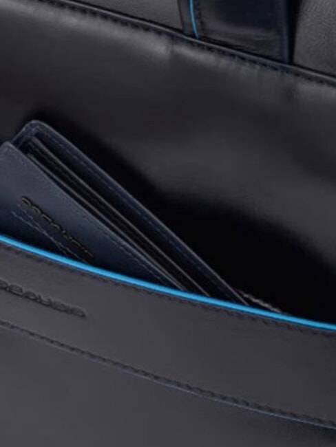 B2 REVAMP 14" laptop briefcase, in leather blue - Work Briefcases