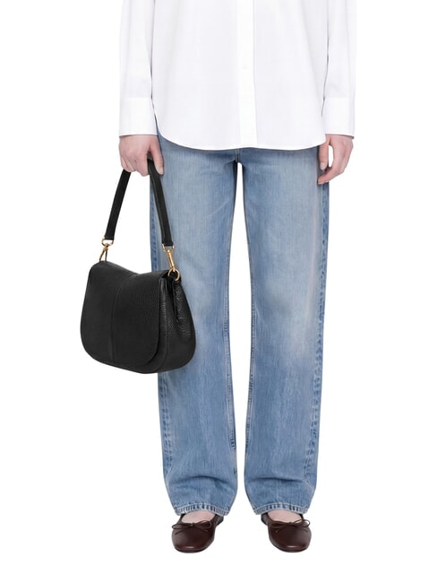 HELENA ROUND Shoulder bag, with shoulder strap, in leather Black - Women&rsquo;s Bags
