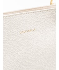 COCCINELLE MALORY  Shoulder shopper, in leather white - Women&rsquo;s Bags - 3