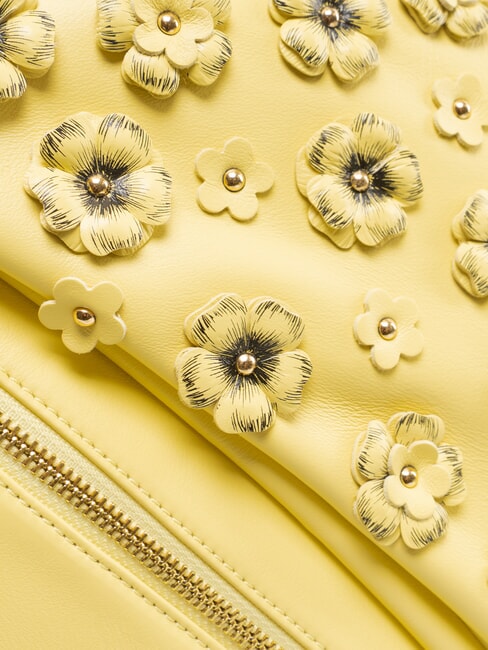SOFIA Leather backpack with little flowers yellow - Women&rsquo;s Bags