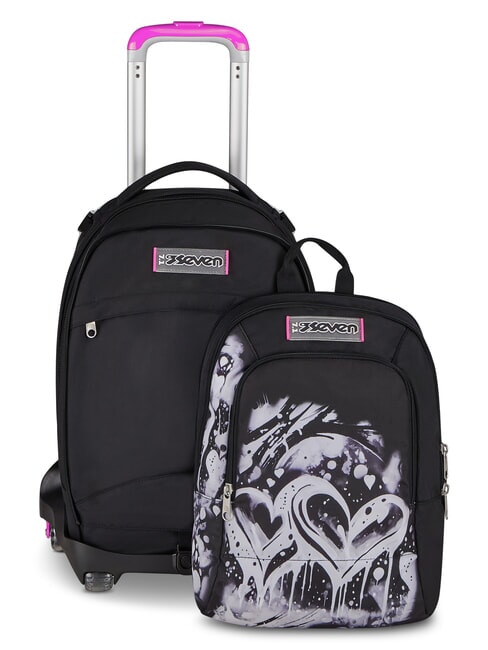PLUMPY LINE GIRL Double-sided trolley backpack Black - Backpack trolleys