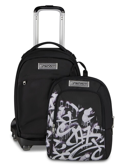 PLUMPY LINE BOY Double backpack with trolley Black - Backpack trolleys