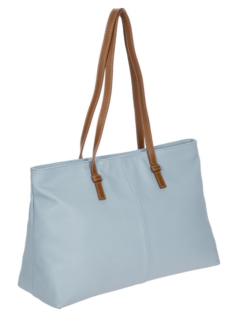 CREMONA S Leather shopping bag, shoulder bag sky / white - Women&rsquo;s Bags