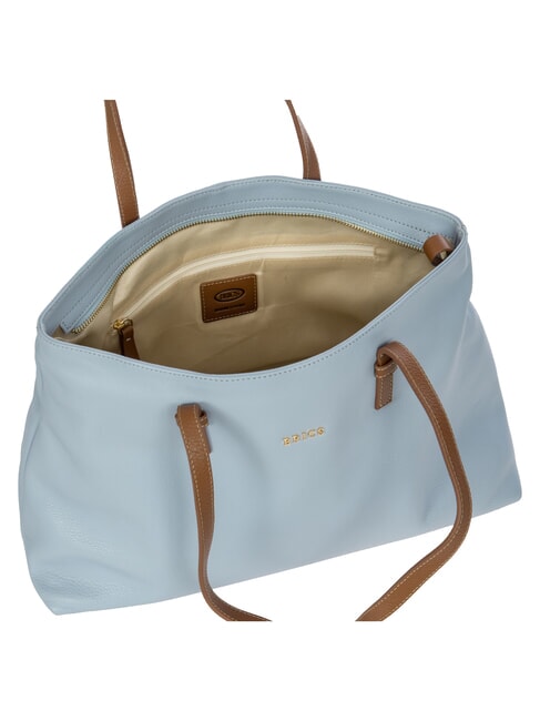 CREMONA S Leather shopping bag, shoulder bag sky / white - Women&rsquo;s Bags