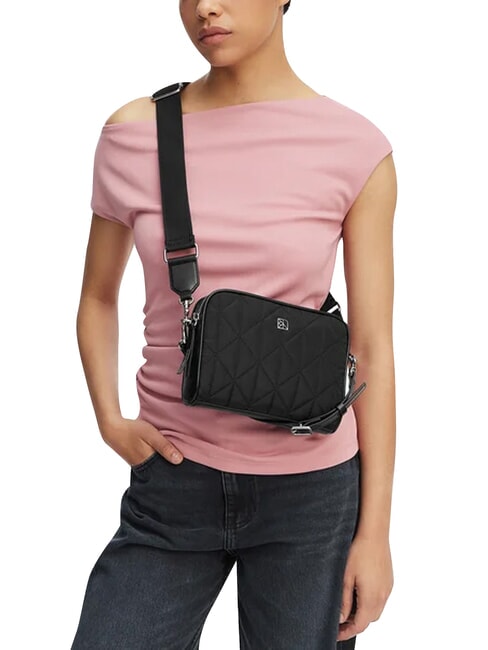QUILTED NYLON Mini shoulder bag, with shoulder strap on black - Women&rsquo;s Bags