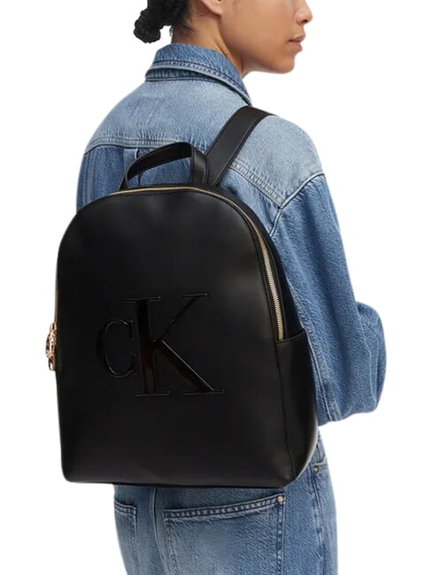 BOLD CK Laptop backpack, single pocket on black - Women&rsquo;s Bags