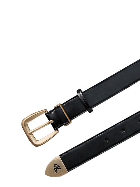 HW END TIP Leather belt black / antique light gold - Belts