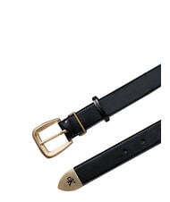 CALVIN KLEIN HW END TIP Leather belt black / antique light gold - Belts - 3
