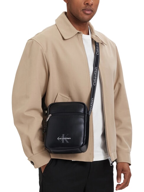 BOLD LOGO WEBBING Shoulder bag on black - Over-the-shoulder Bags for Men