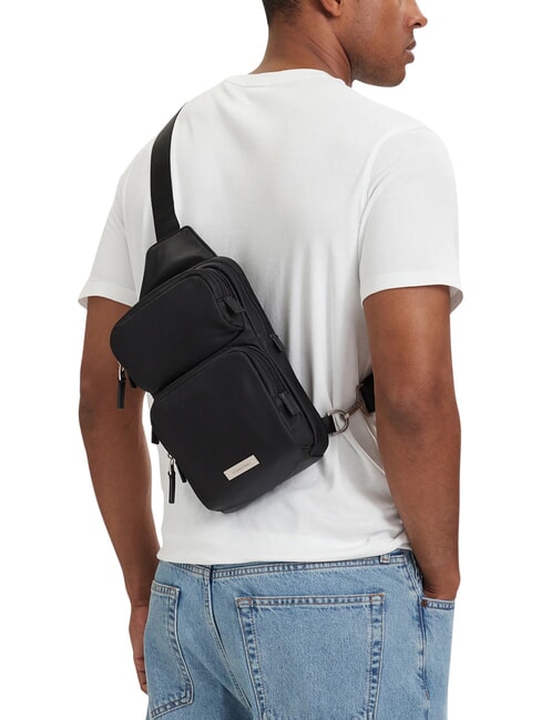 CLEAN SQUARE Shoulder bag on black - Over-the-shoulder Bags for Men