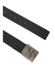 CALVIN KLEIN SSNL MONO Leather belt black/antique silver - Belts - 3