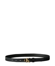 CALVIN KLEIN FACTED CK BUCKLE Leather belt black / antique light gold - Belts - 3