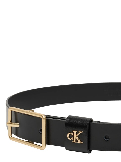 CLASSIC BUCKLE Leather belt black / antique light gold - Belts