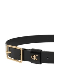 CALVIN KLEIN CLASSIC BUCKLE Leather belt black / antique light gold - Belts - 2