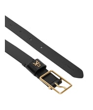 CALVIN KLEIN CLASSIC BUCKLE Leather belt black / antique light gold - Belts - 3