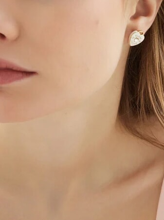 AMORE Steel earrings yellow gold/white - Earrings